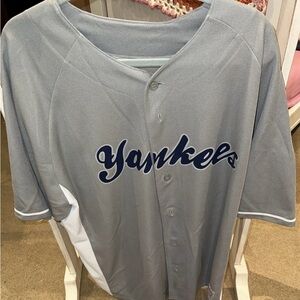 MLB NY Yankees 25 Mark Teixeira Genuine Merchandise gray Button-Up Jersey 2x